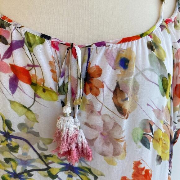 Anthropologie Love Sam Floral cold shoulder top blouse sz L - Picture 8 of 14